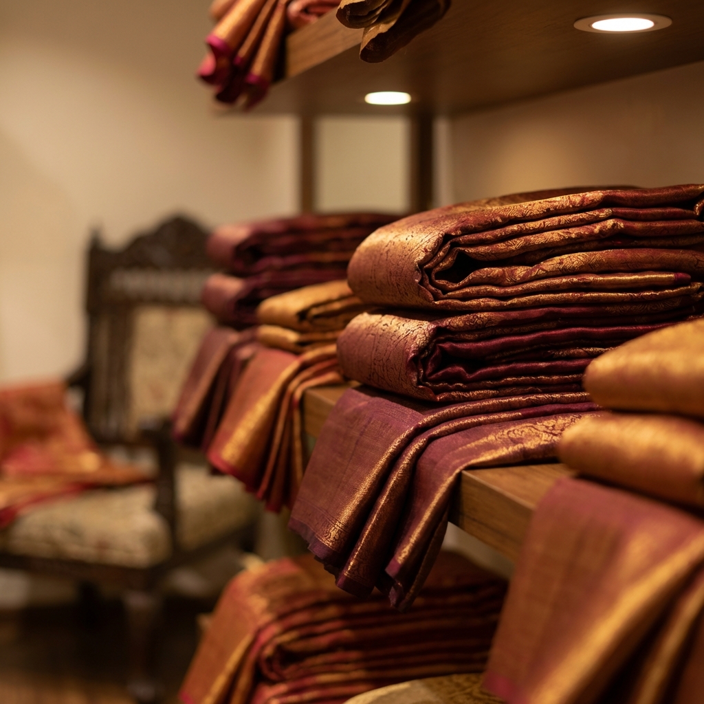 Sri Ishwaryam Boutique Interior with Kanchipuram Silk Sarees